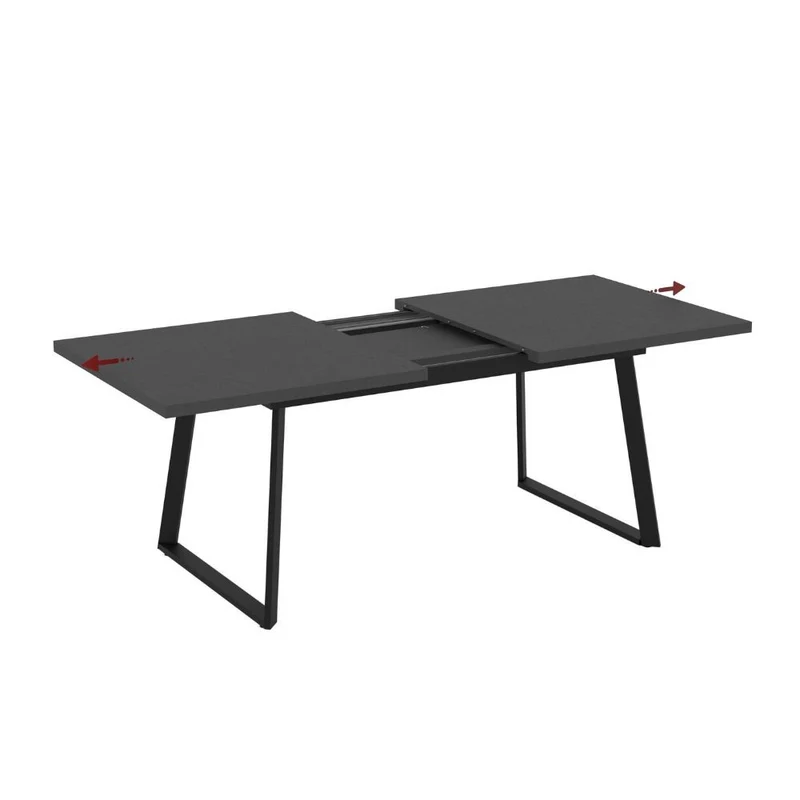 Tavolo allungabile con piano colore ossido e gambe metallo nero 170x90 cm - Zaira