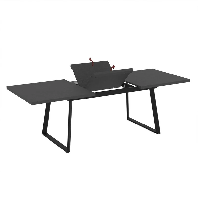 Tavolo allungabile con piano colore ossido e gambe metallo nero 170x90 cm - Zaira