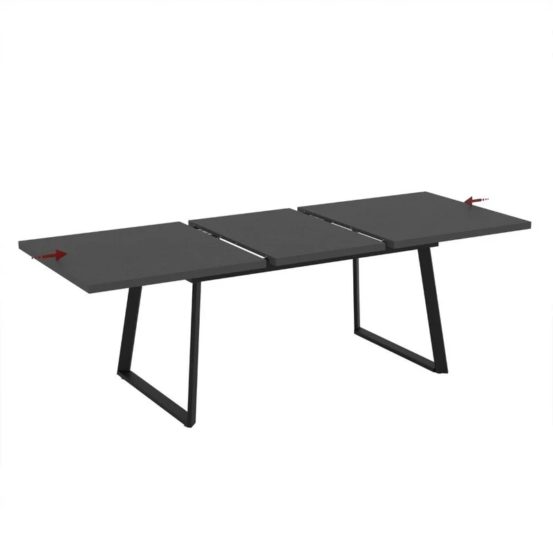Tavolo allungabile con piano colore ossido e gambe metallo nero 170x90 cm - Zaira