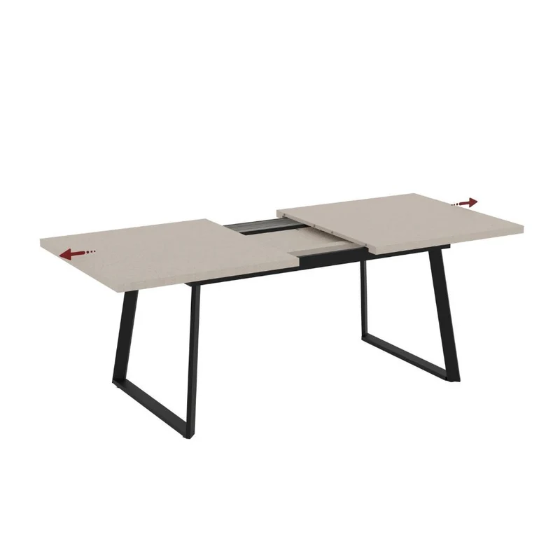 Tavolo allungabile con piano colore cashmere e gambe metallo nero 170x90 cm - Zaira