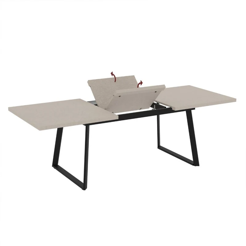 Tavolo allungabile con piano colore cashmere e gambe metallo nero 170x90 cm - Zaira