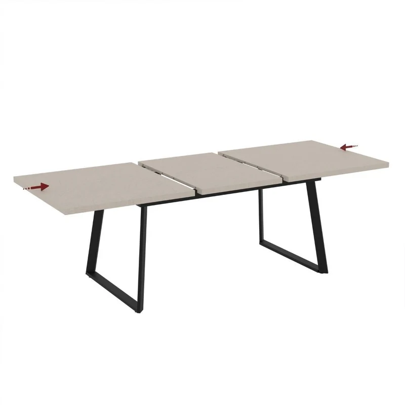 Tavolo allungabile con piano colore cashmere e gambe metallo nero 170x90 cm - Zaira
