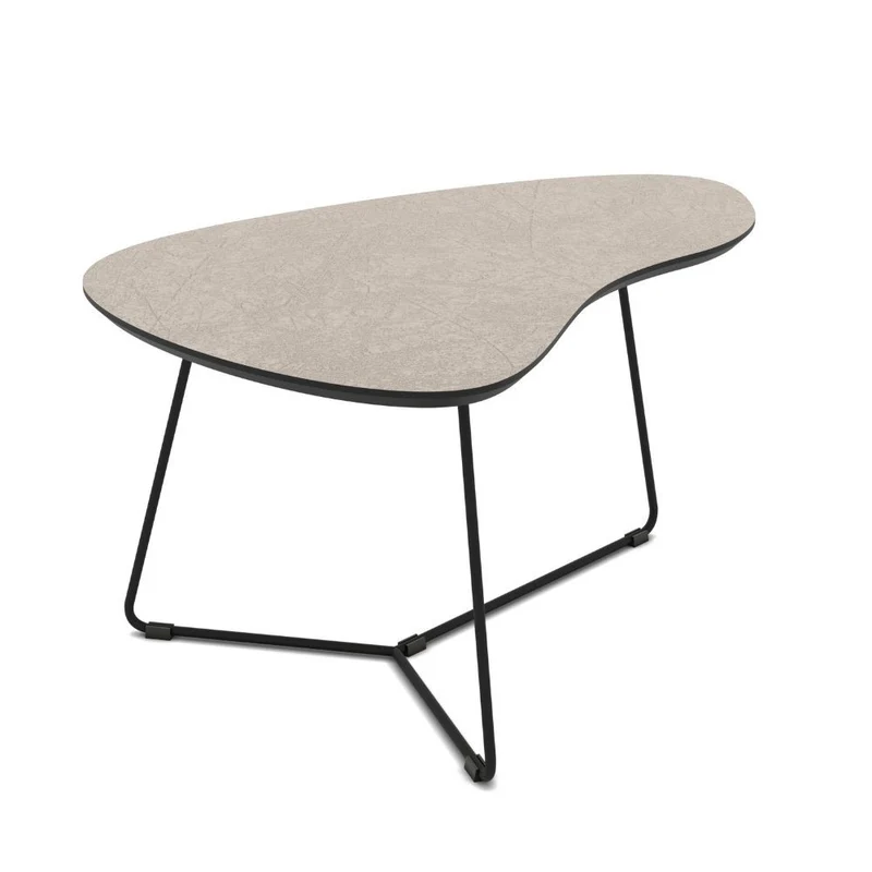 Coppia tavolini da salotto colore cashmere e base in metallo nera - Silfy