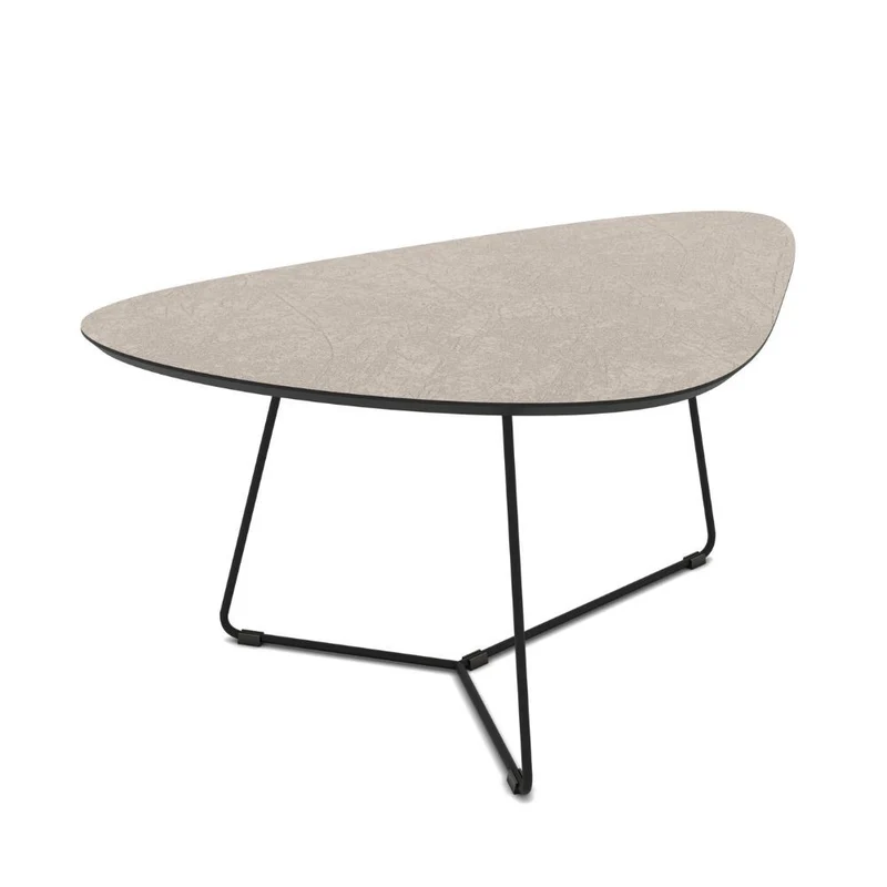 Coppia tavolini da salotto colore cashmere e base in metallo nera - Silfy