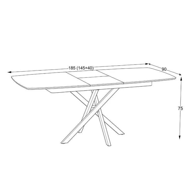 Tavolo allungabile con piano effetto marmo arabesque nero e gambe nere 145x90 cm Filis