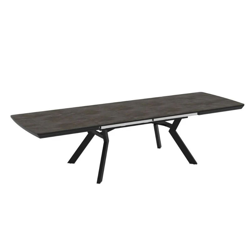 Tavolo rettangolare piano effetto marmo ardesia opaco e gambe in metallo 160x100x76H allungabile a 360 Robat