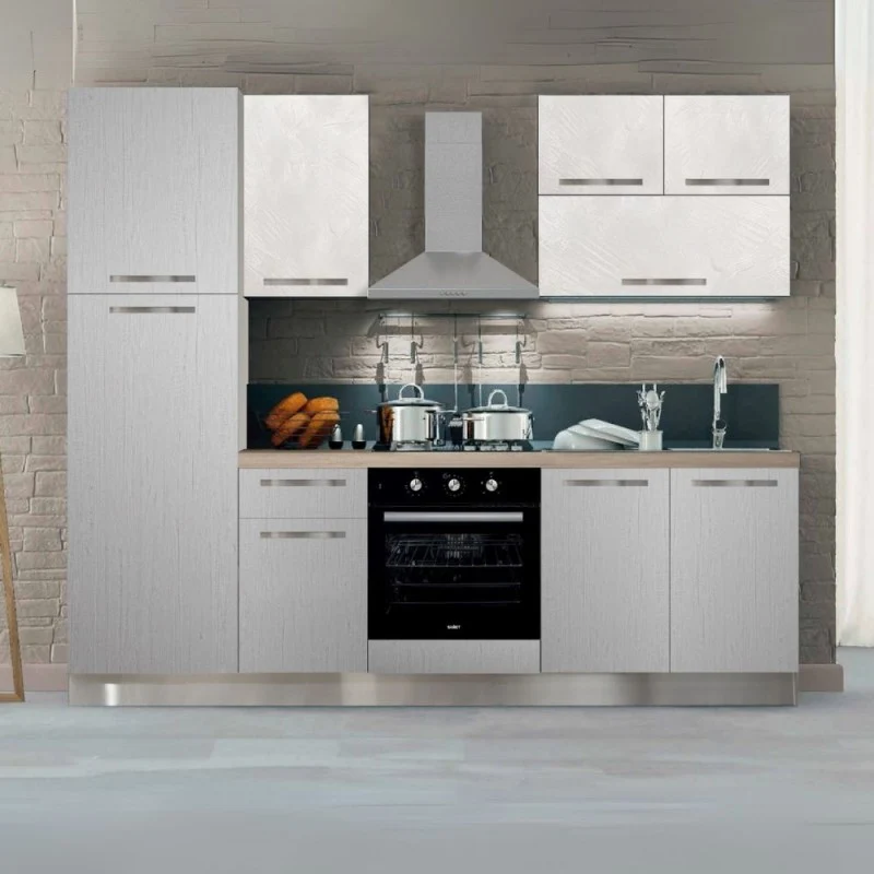 Cucina completa con elettrodomestici color tortora e canyon white 255 cm - Molly