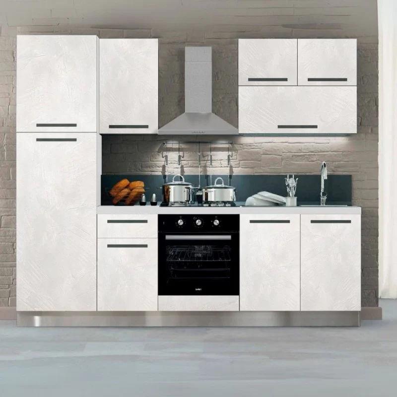Cucina completa con elettrodomestici color bianco e spatolato 255 cm - Molly