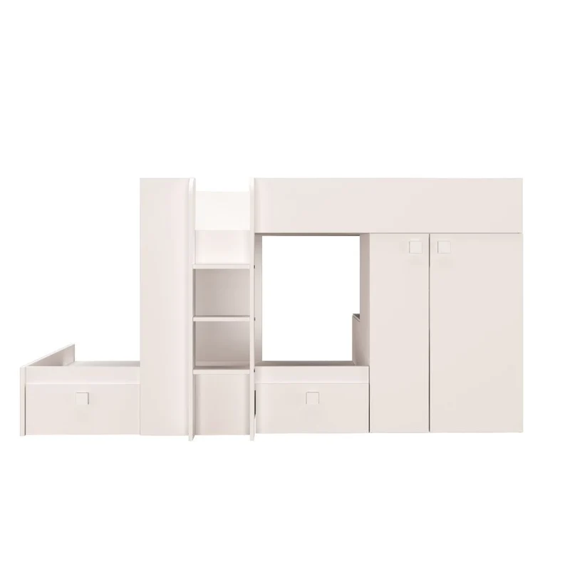 Letto a castello con armadio e cassetti colore bianco 295x110x150H - Witt