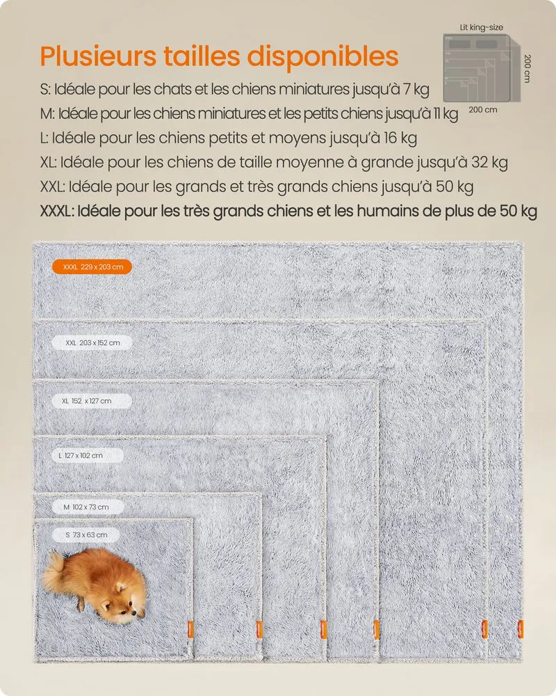 Couverture réversible pour animaux 229 x 203 cm protection canapé ambiance cosy en peluche gris ombré 12_0011359