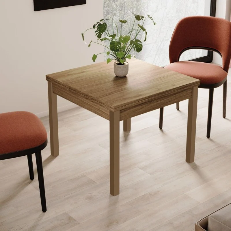 Tavolo quadrato raddoppiabile colore noce naturale 90x90 cm - Firenze