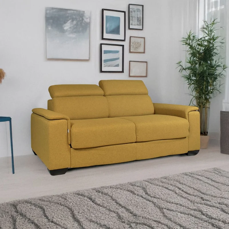 Divano letto 3 posti colore senape 210 cm - Mercurio