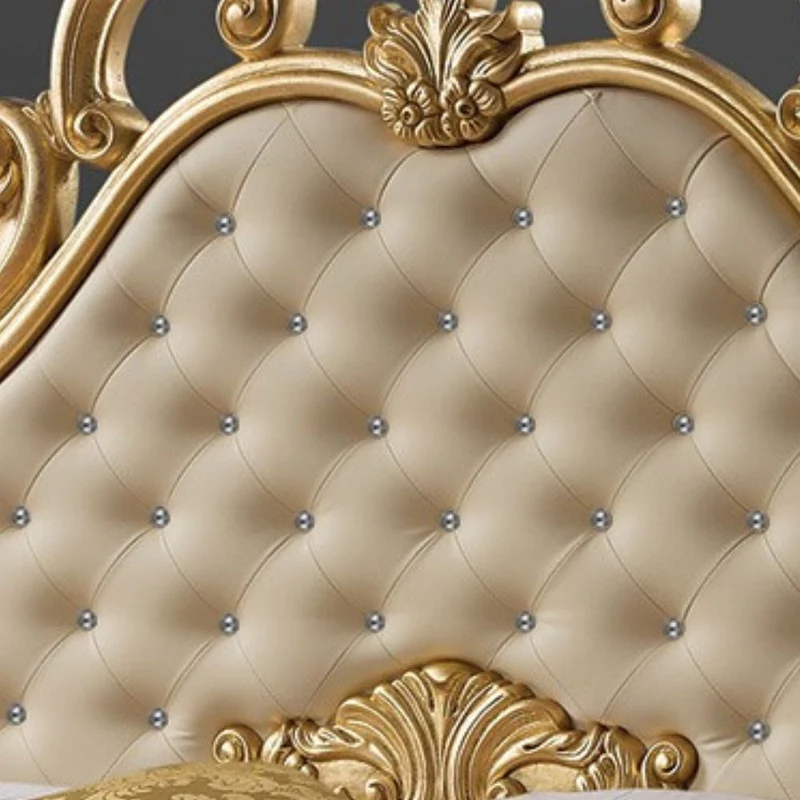 Letto matrimoniale contenitore ecopelle color crema e testiera trapuntata con pietre cristallo - Alexis