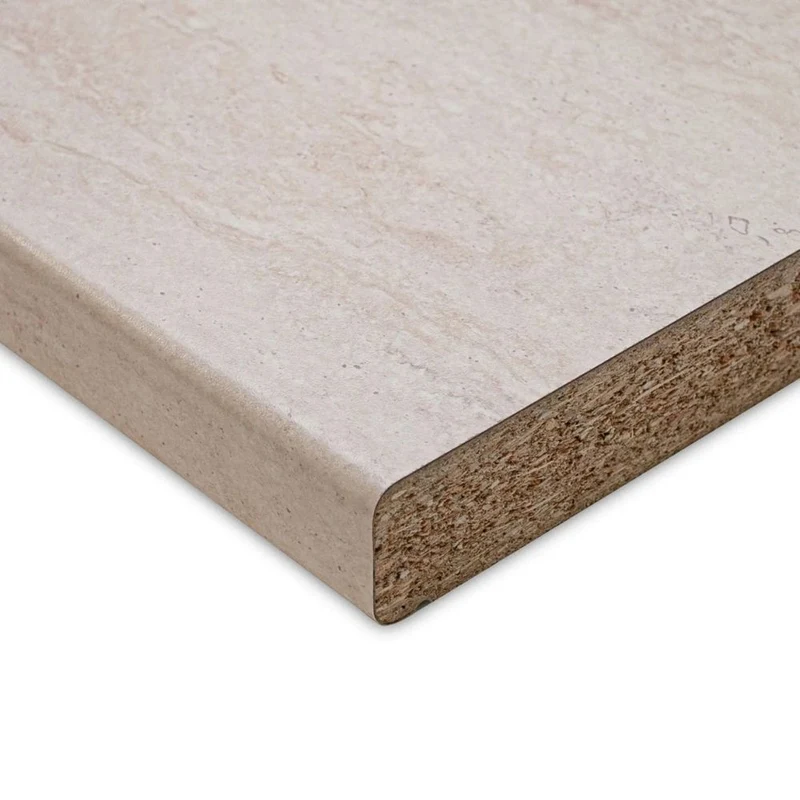 Top cucina forato per lavello sinistro colore effetto travertino 180x60x3.8H cm