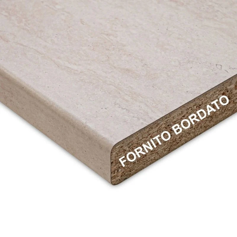 Top cucina bordato e reversibile colore effetto marmo travertino 60x60x3.8H cm