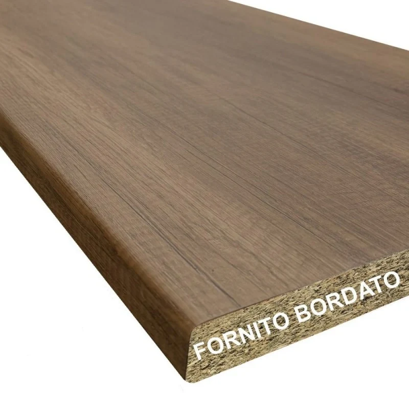 Top cucina con bordo stondato colore noce 195x60x3.8H cm