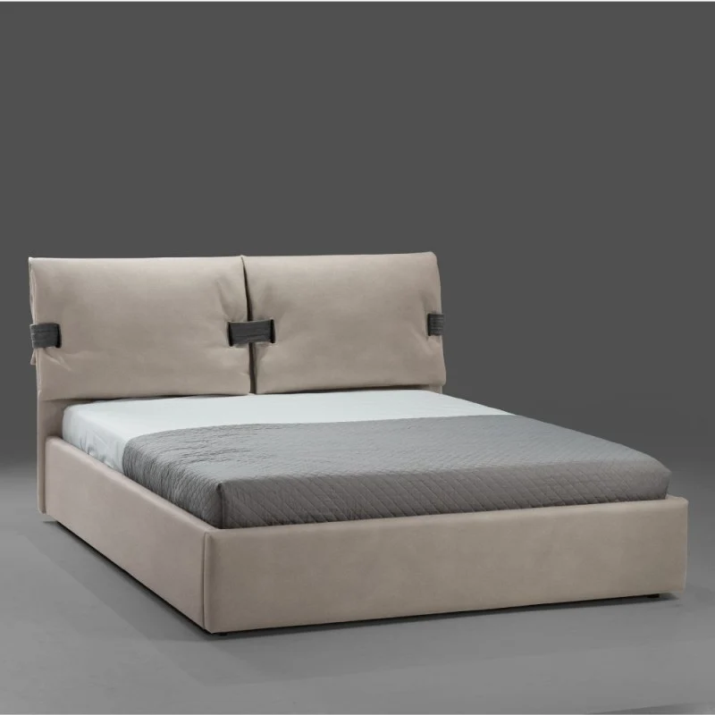 Letto matrimoniale con contenitore tessuto colore grigio ghiaccio 176x218 cm - Jarrie