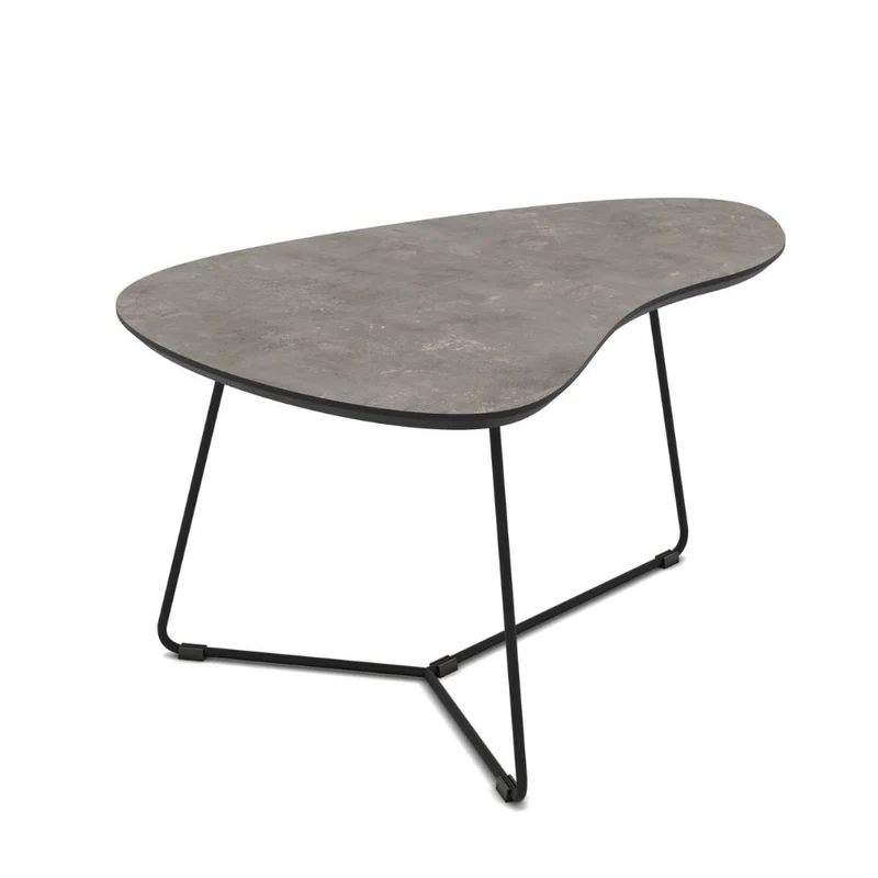 Coppia tavolini da salotto colore cemento e base in metallo nera - Silfy