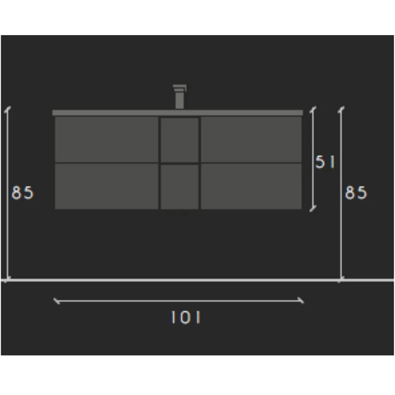 Mobile bagno sospeso colore rovere con cassetti e lavabo in ceramica 101x51H cm - Batlox