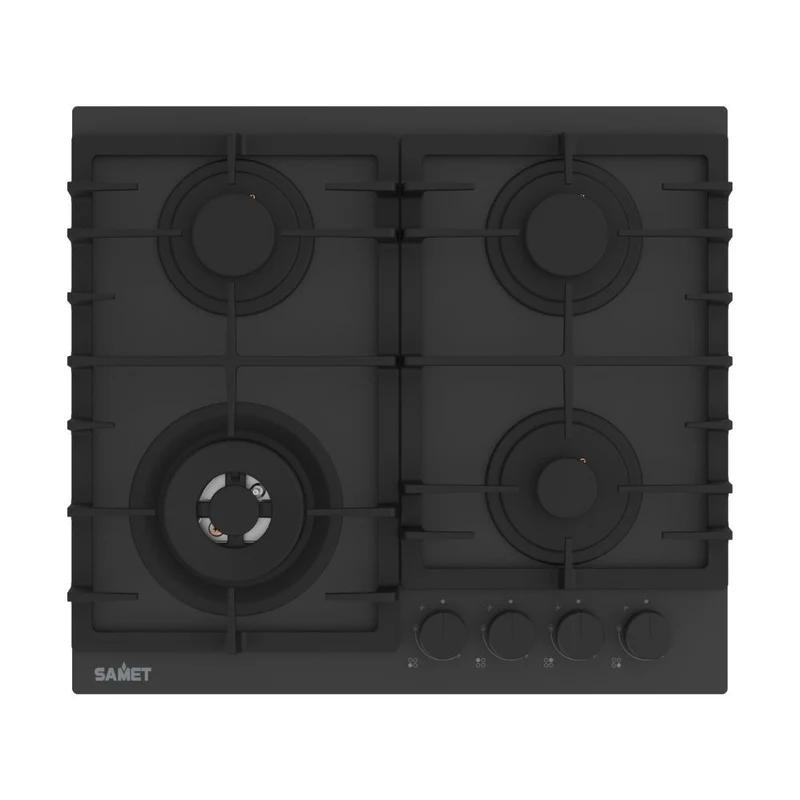 Piano cottura a gas in vetro temperato satinato nero opaco 4 fuochi 60 cm - Zacinto
