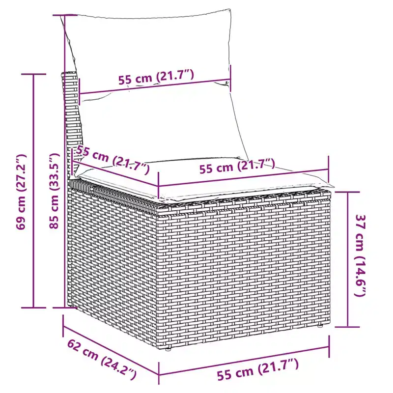 vidaXL Ensemble de canapés de jardin avec coussins 3 pcs Rotin PE marron