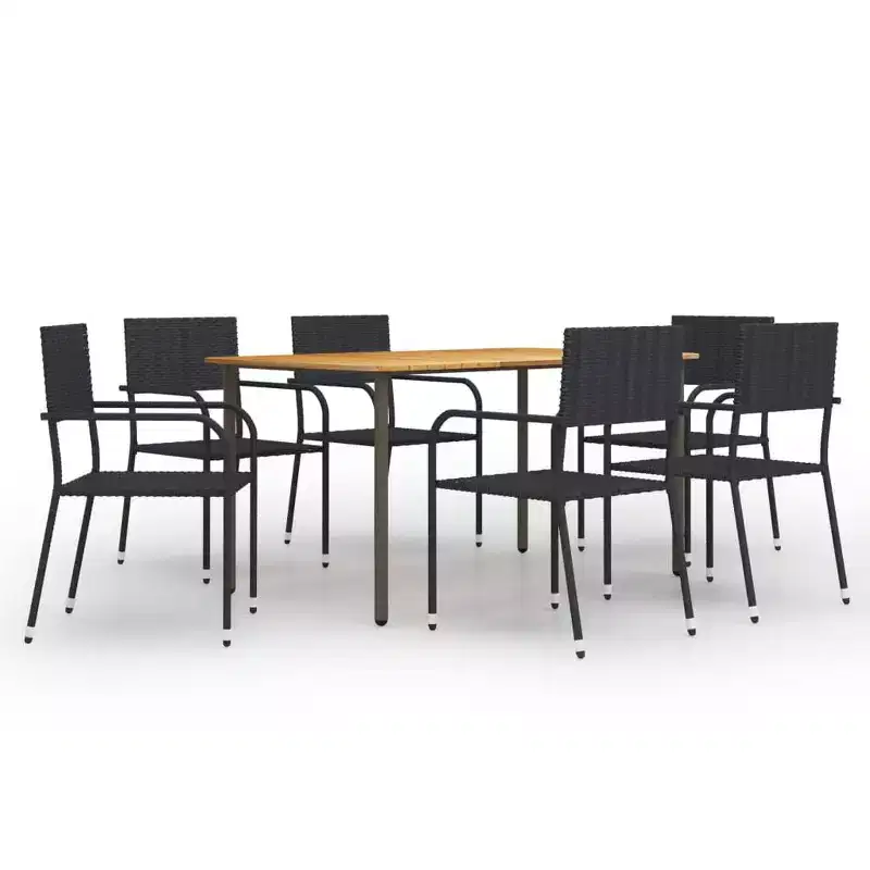 vidaXL Ensemble de salle à manger d'extérieur Table et chaises Meubles en résine tressée Noir 6 pièces