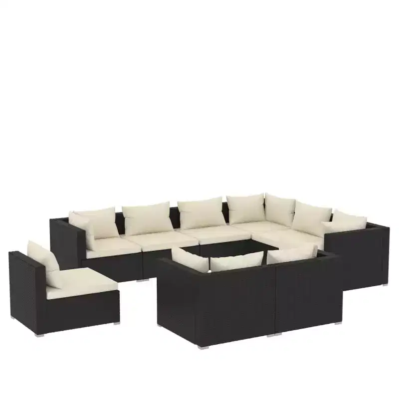 vidaXL Salon de jardin noir, crème