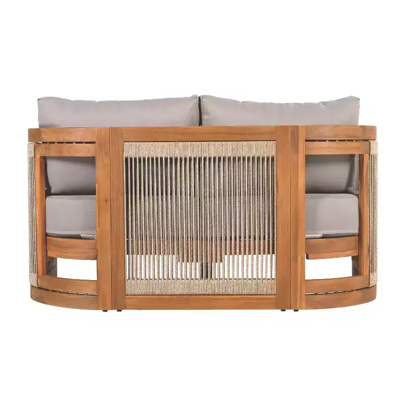 Christopher Knight Home Mads Ensemble de 4 fauteuils d'extérieur en bois d'acacia courbé avec corde tressée