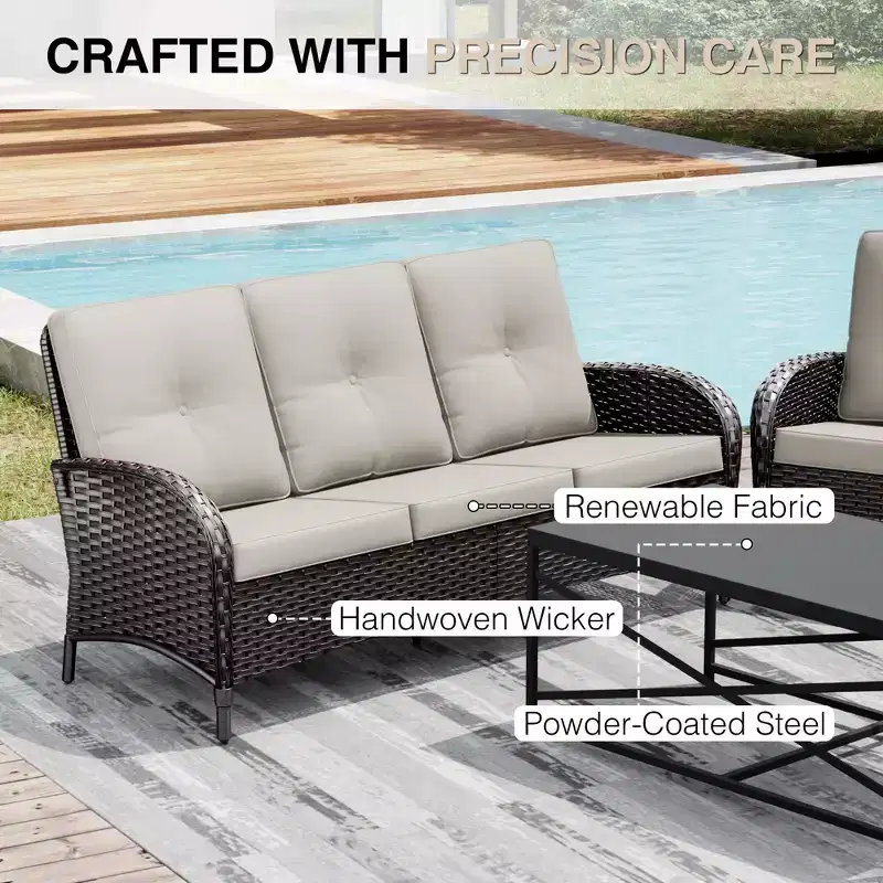 Ensemble de patio extérieur UPTIOT avec foyer, canapé, fauteuils pivotants et tables d'appoint