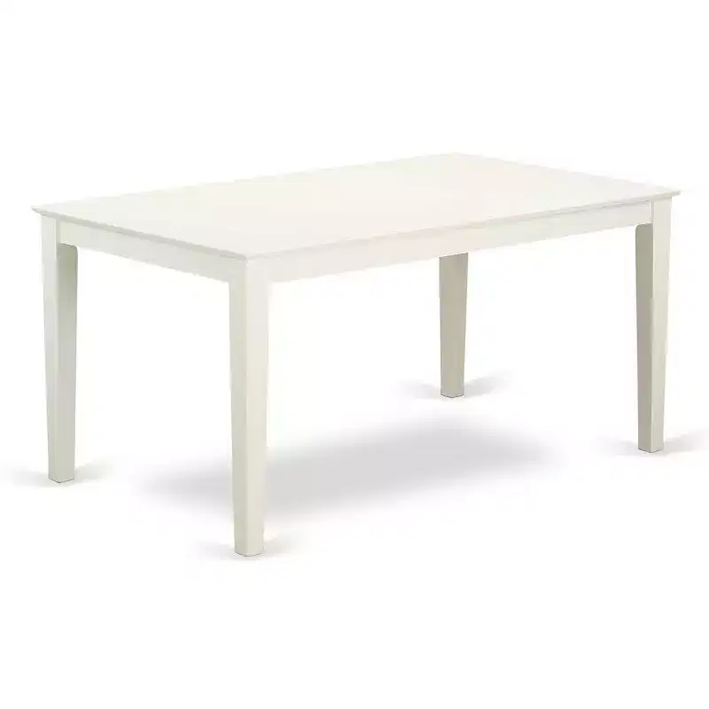 HomeStock Ensemble de salle à manger 7 pièces avec table rectangulaire plateau en bois massif finition lin blanc et 6 chaises