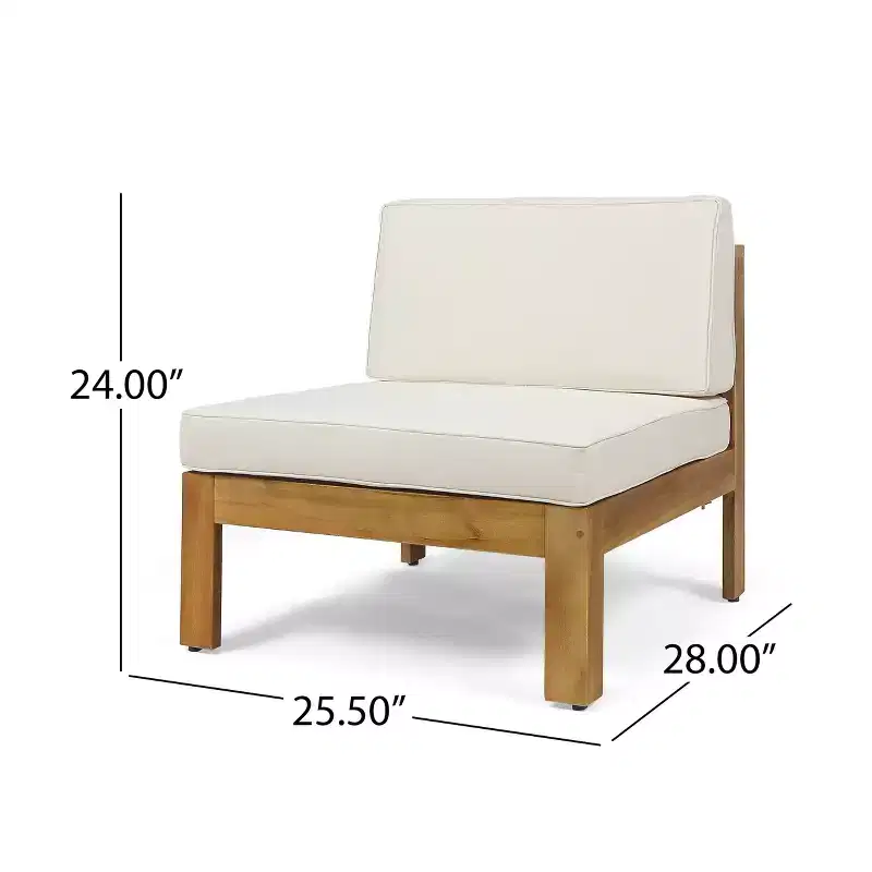GDFStudio Allaire Canapé sectionnel 3 places en bois d'acacia avec pouf