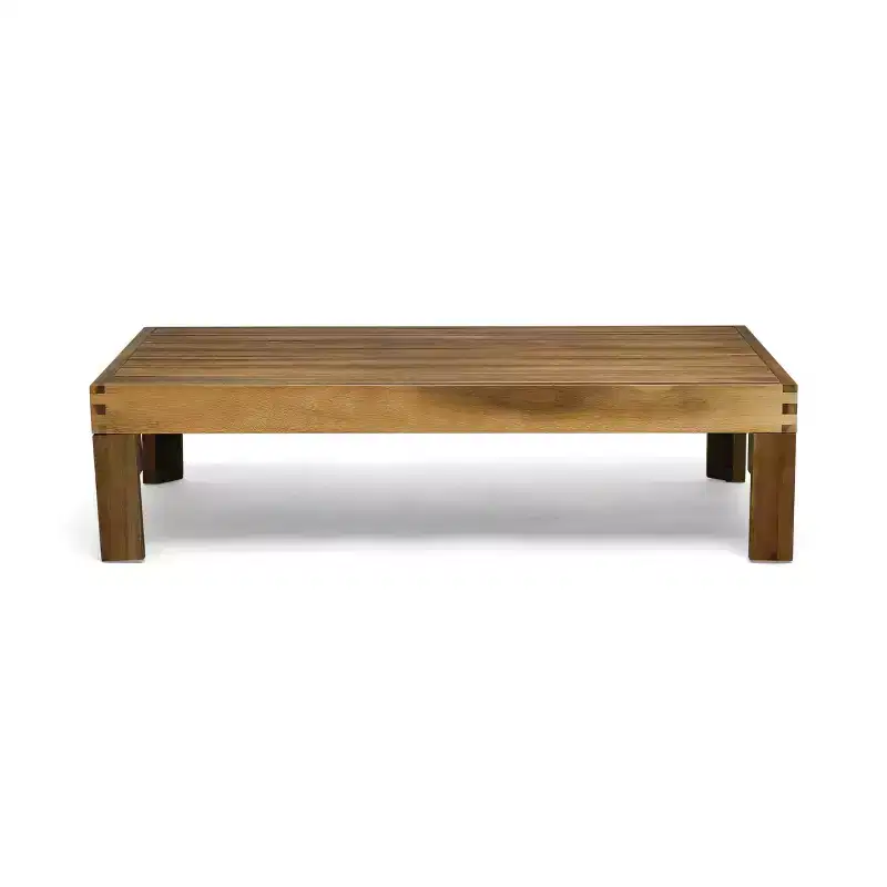 GDFStudio Allaire Canapé sectionnel 3 places en bois d'acacia avec pouf