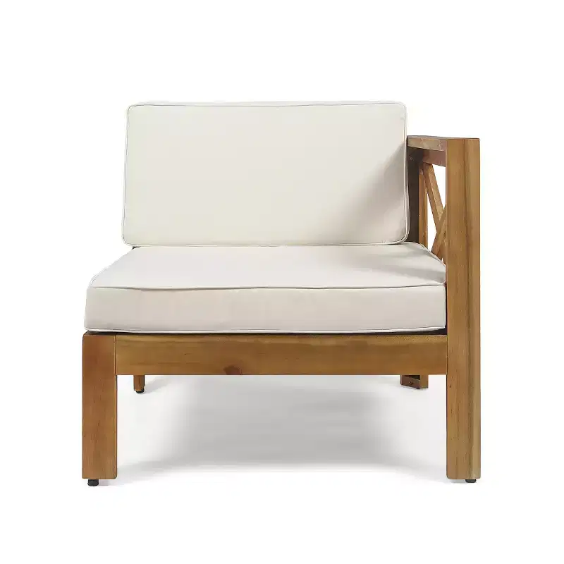 GDFStudio Allaire Canapé sectionnel 3 places en bois d'acacia avec pouf