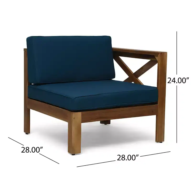 GDFStudio Allaire Canapé sectionnel 3 places en bois d'acacia avec pouf