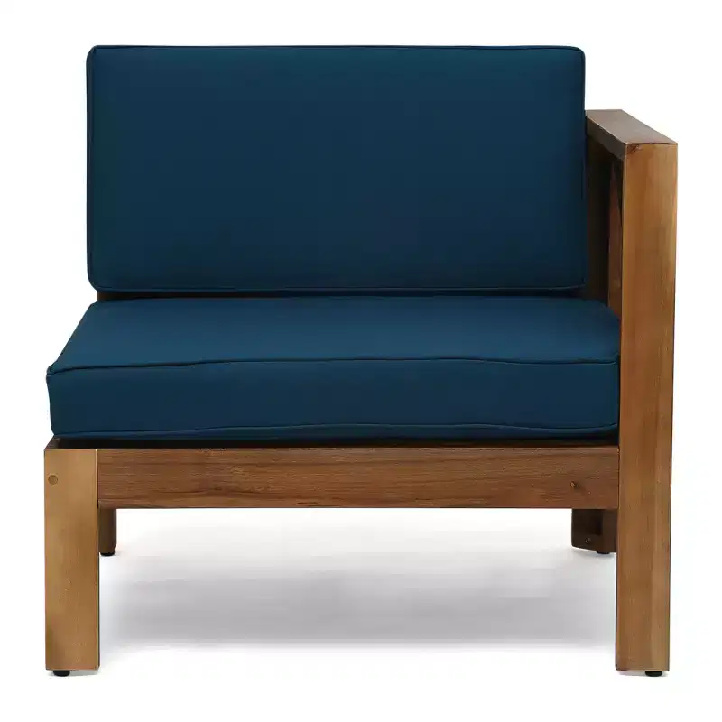 GDFStudio Allaire Canapé sectionnel 3 places en bois d'acacia avec pouf