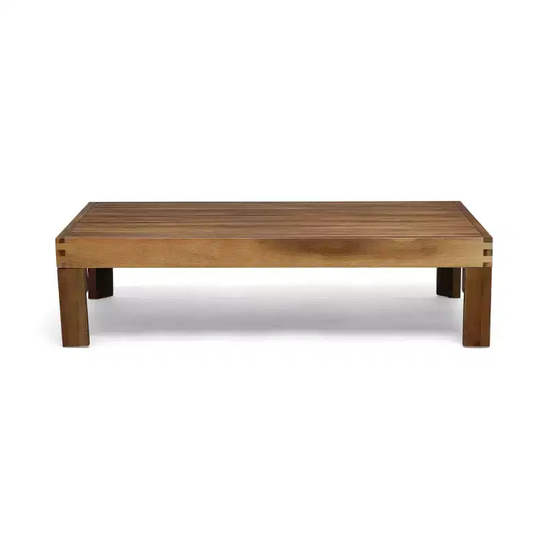 GDFStudio Allaire Canapé sectionnel 3 places en bois d'acacia avec pouf