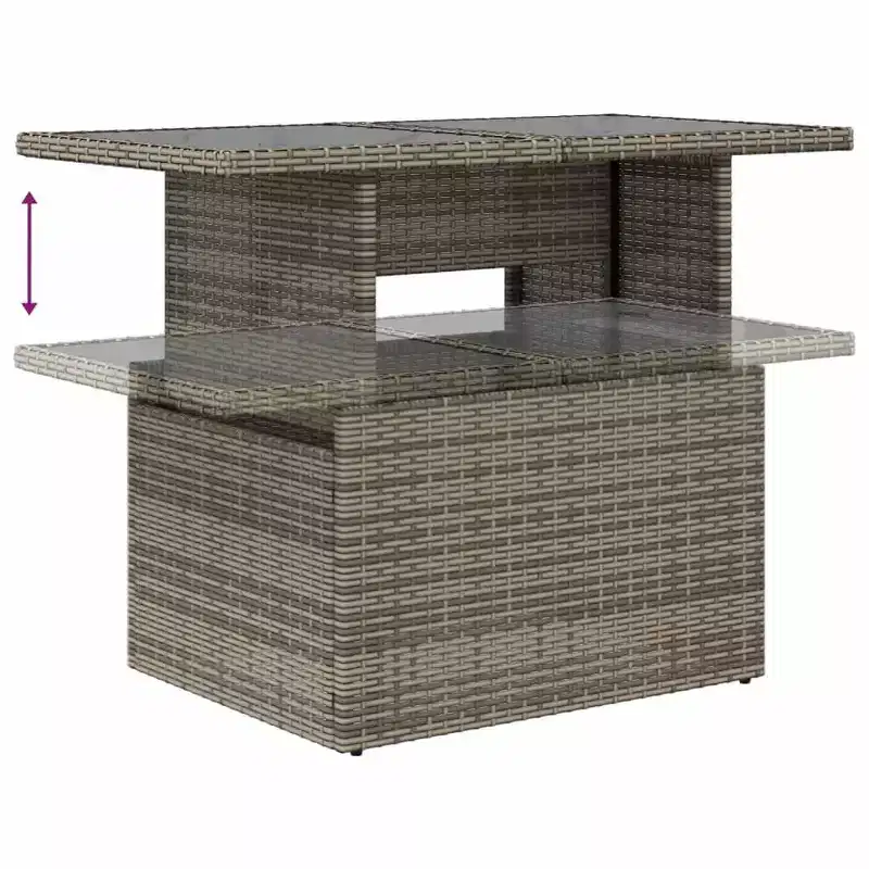 vidaXL Salon de jardin 6 pièces avec coussins, en résine tressée, modulable, table réglable, plusieurs couleurs