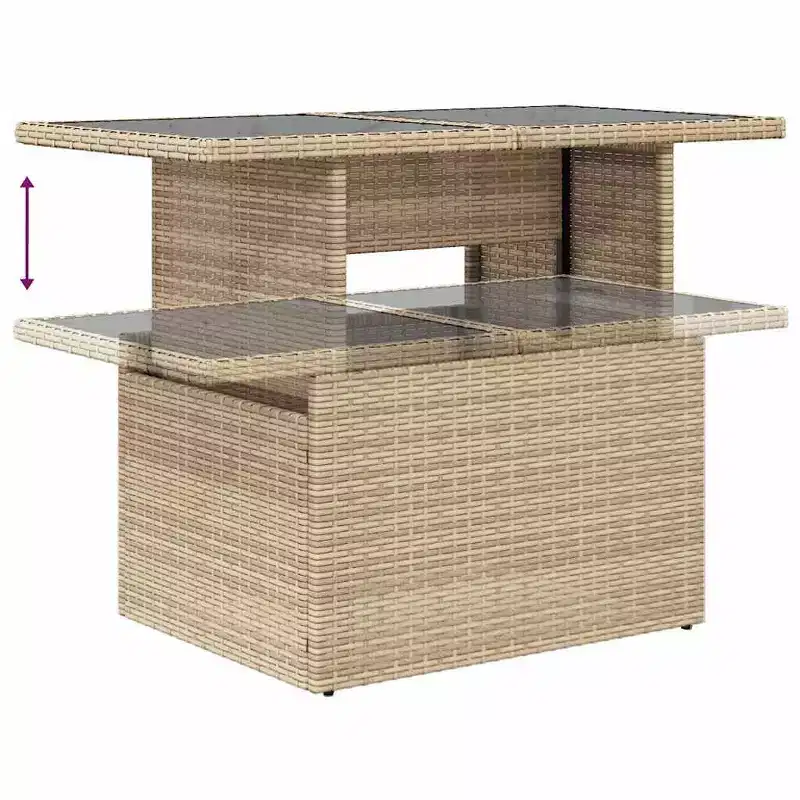 vidaXL Salon de jardin 6 pièces avec coussins, en résine tressée, modulable, table réglable, plusieurs couleurs