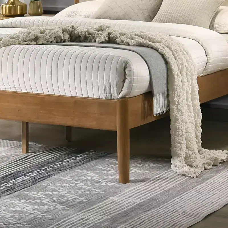 Ensemble de chambre à coucher Roundhill Furniture Vichy 3 pièces en hévéa, lit plateforme avec deux tables de chevet