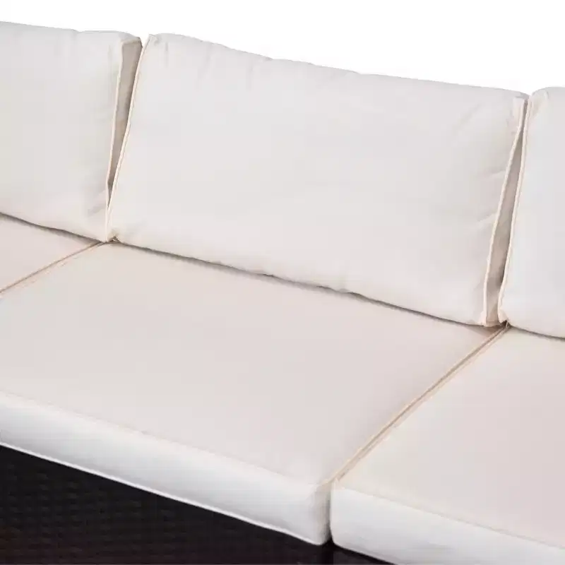 Outsunny Ensemble de mobilier de jardin 5 pièces, Canapé de terrasse, Canapé en rotin PE, Coussins, Oreillers, Ottoman, Table basse