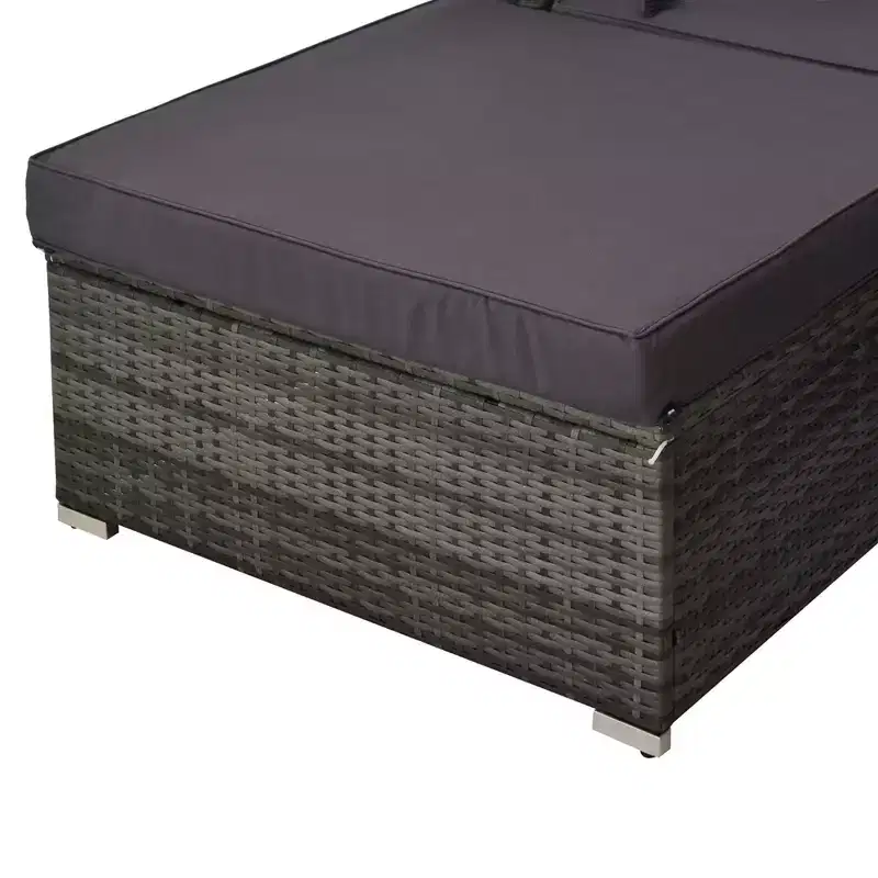 Outsunny Ensemble de mobilier de jardin 5 pièces, Canapé de terrasse, Canapé en rotin PE, Coussins, Oreillers, Ottoman, Table basse