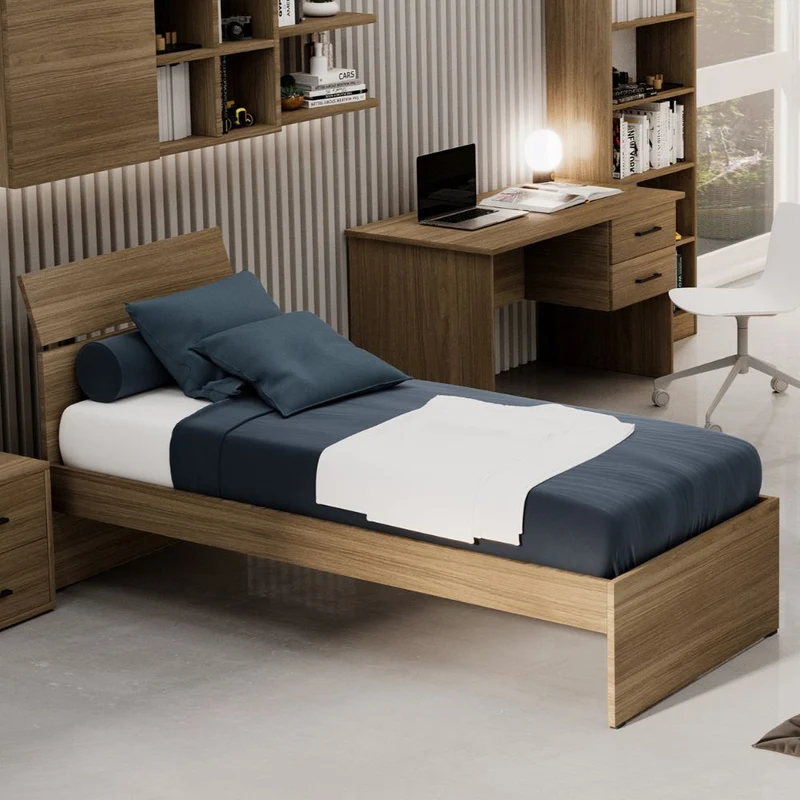 Letto singolo in legno colore noce naturale 85x200 cm