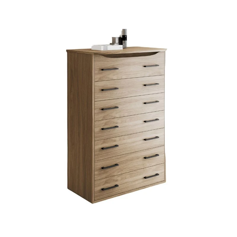 Cassettiera con 7 cassetti colore noce naturale 76x127H cm - Settimino Maxi