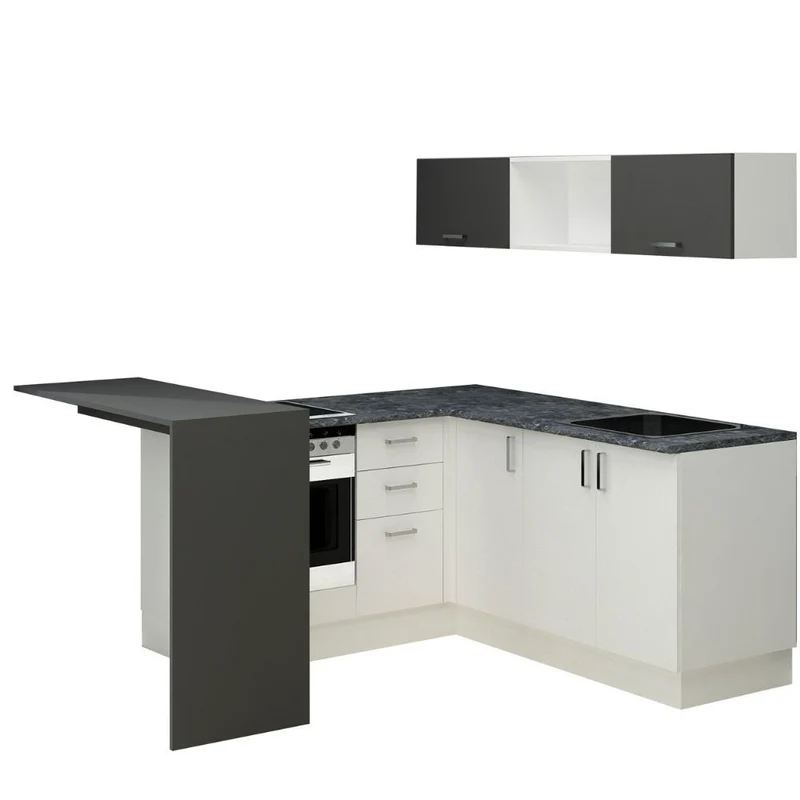 Cucina angolare con penisola reversibile colore bianca e nera 180x160 cm - Matera