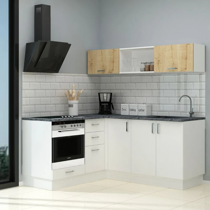 Cucina angolare reversibile con elettrodomestici colore bianco 180x160 cm - Cassino