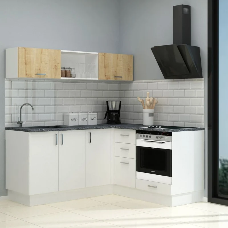 Cucina angolare reversibile con elettrodomestici colore bianco 180x160 cm - Cassino
