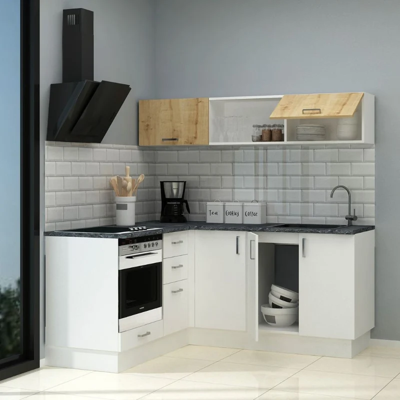 Cucina angolare reversibile con elettrodomestici colore bianco 180x160 cm - Cassino
