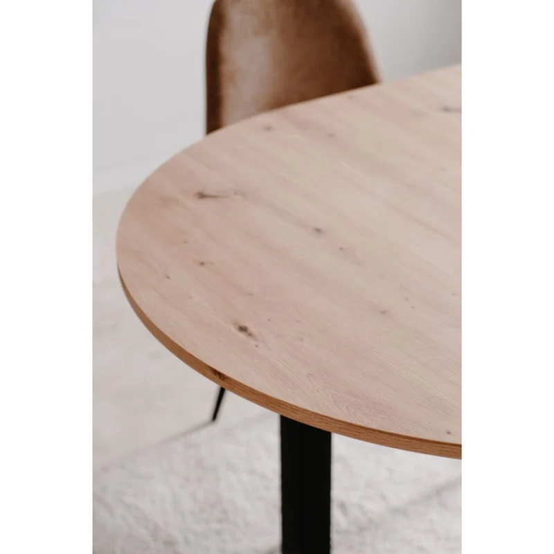 Tavolo rotondo allungabile colore quercia e nero 100x76H cm - Circe
