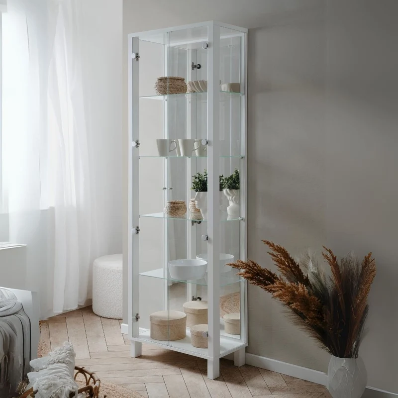 Vetrina con 2 ante e 4 ripiani colore bianco 62x189H cm - Albi52B