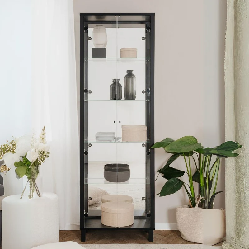 Vetrina con 2 ante e 4 ripiani colore nero 62x189H cm - Albi52B